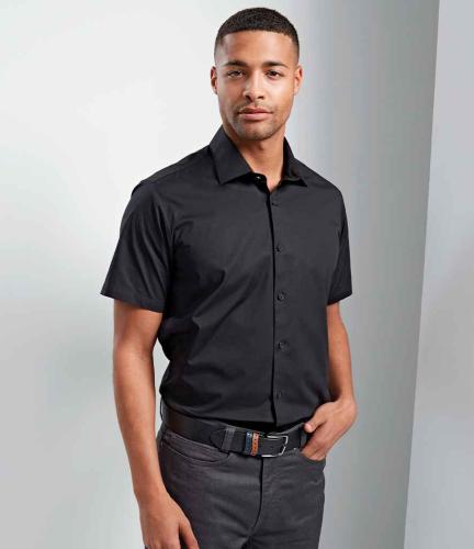 Premier Short Sleeve Stretch Fit Poplin Shirt - BLK - XXL